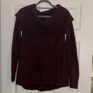 Fuzzy Burgundy Cowl Neck Sweater